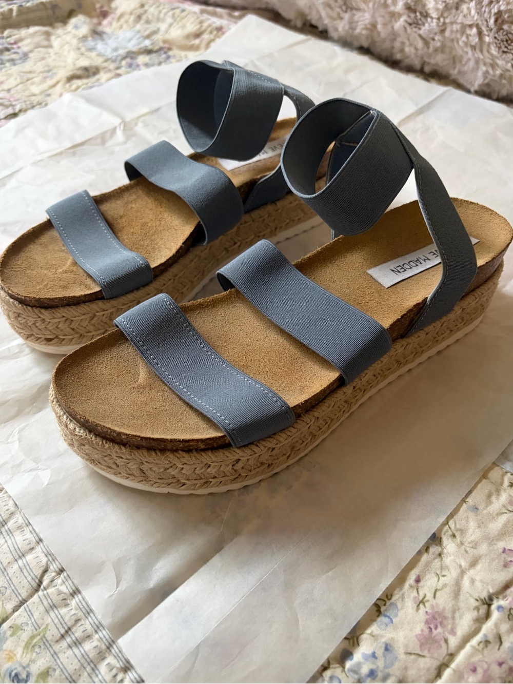 Steve Madden Blue Platform Elastic Sandals